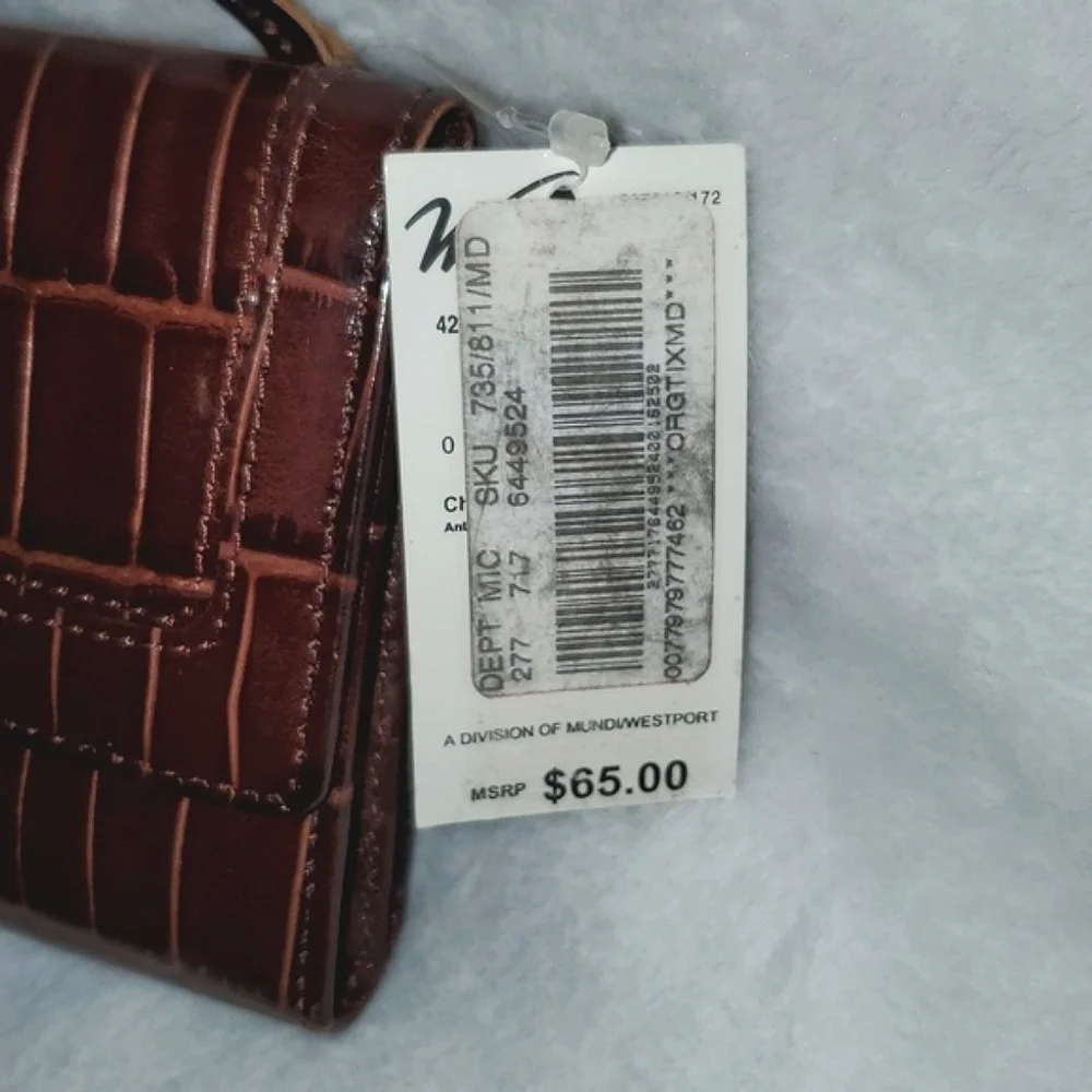 NWT Vintage Westport Collection Croc Embossed Leather Long Checkbook Wallet